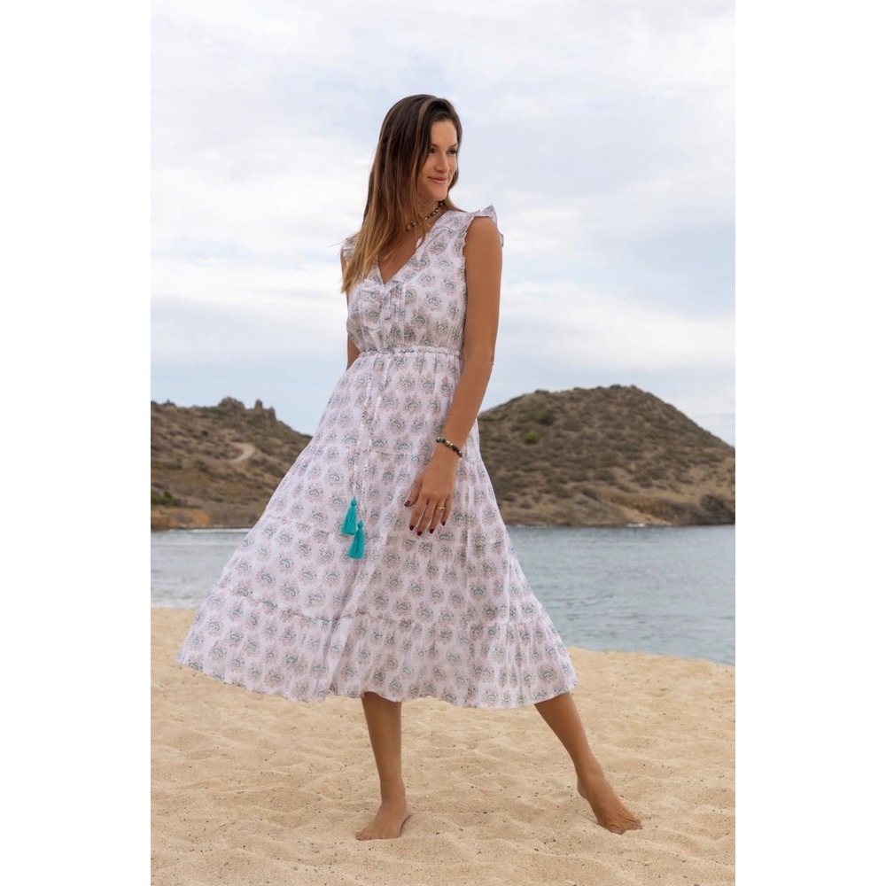 Mer St. Barth Giselle Maxi Dress Aqua‎ Rhapsody Size XS Cotton Midi